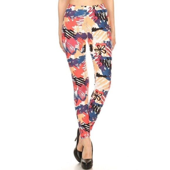 Leggings Depot Pants - Plus Size Womens Art Class Art Class Scribbles Printed Knit Legging